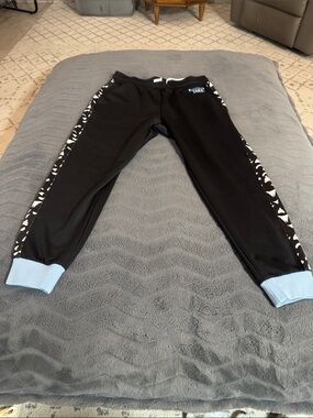 Men's Black Jogger Pants with Light Blue Cuffs